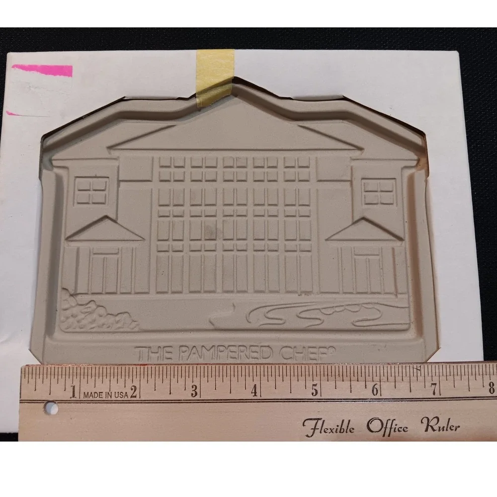 The Pampered Chef Home Office Cookie‎ Mold 4897 Stoneware 2002 Made in USA Tan